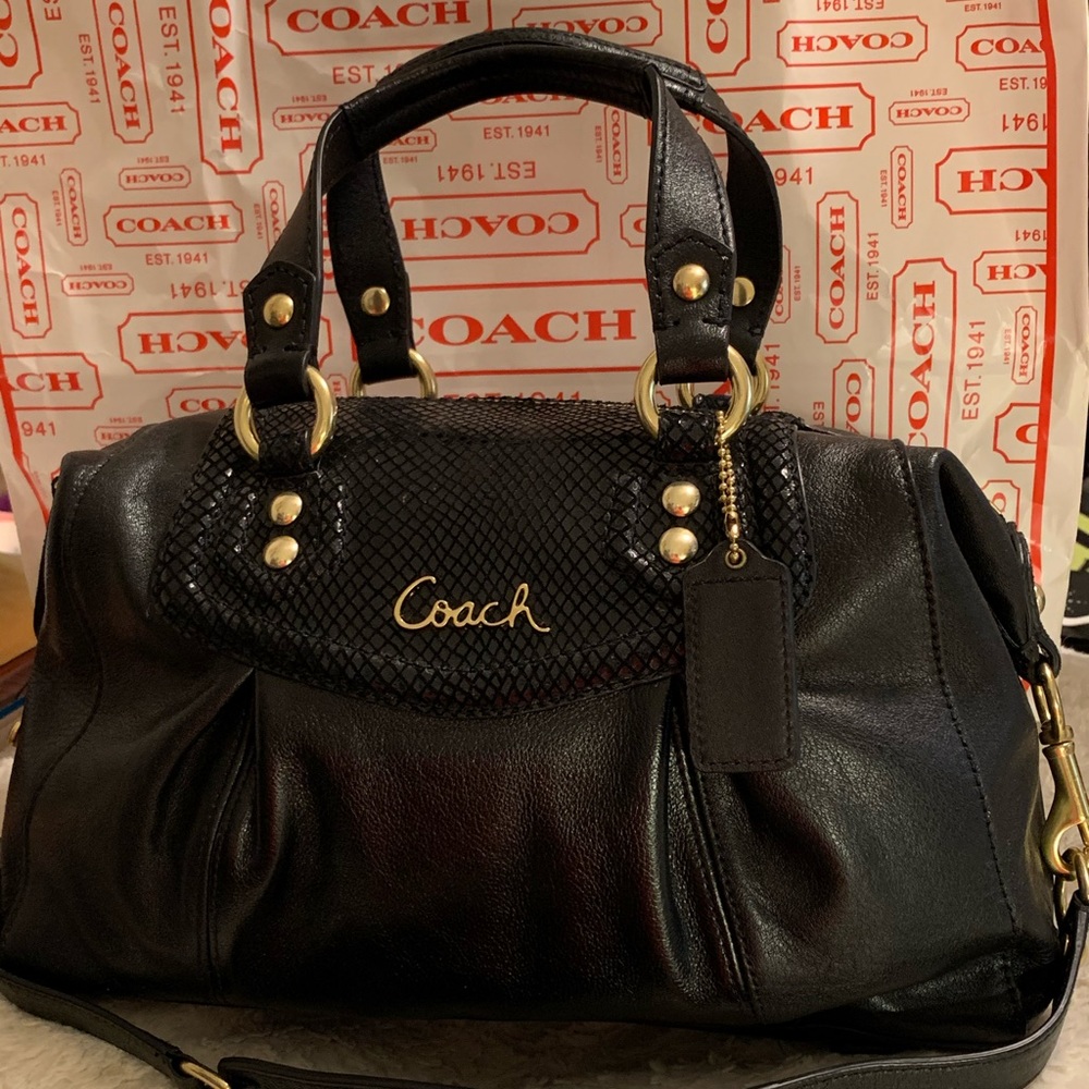 Coach Ashley Leather Satchel F19247 Black